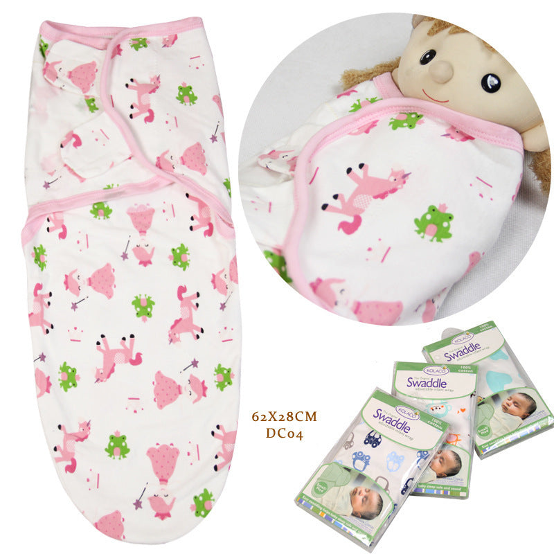 Cotton Cartoon Baby Swaddle Towel – Anti-Startle Sleeping Bag