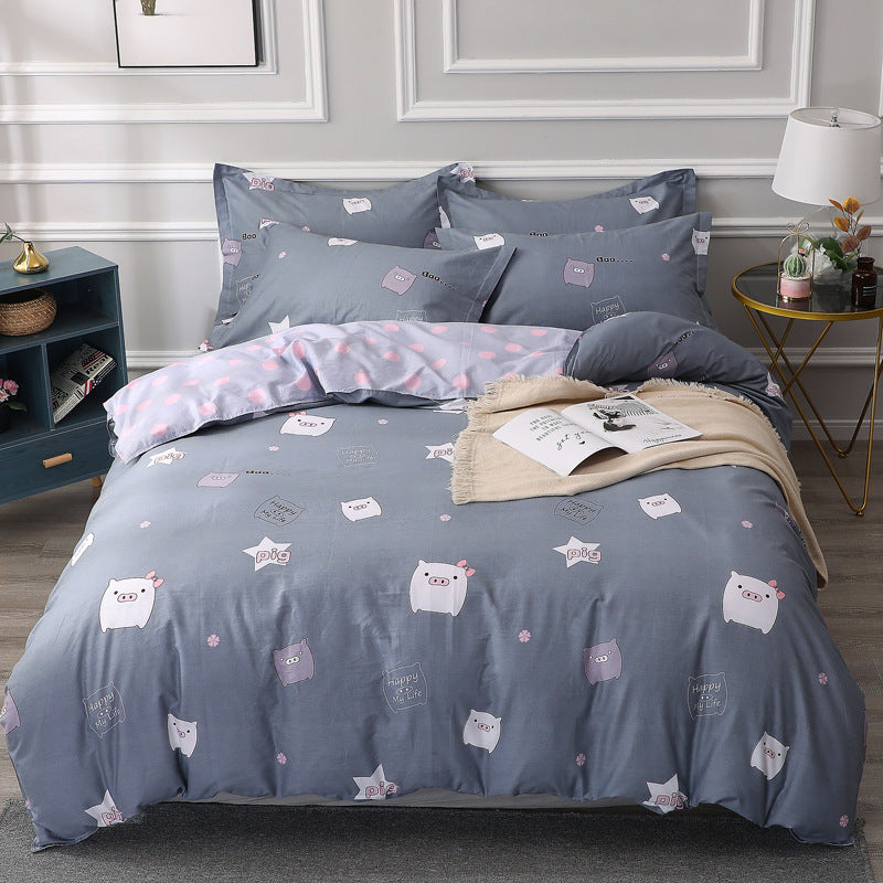 Four-Piece Cotton Bedding Set – Multiple Sizes, Soft and Breathable Home Textile