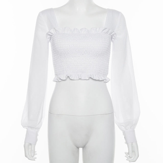 romance Ruffles see-through tops