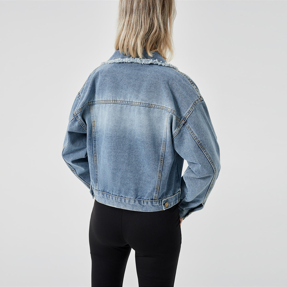 Women's Denim Jacket Long Sleeve Blue Fashion Essential Top
