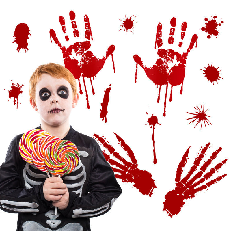 Halloween Blood Fingermark Stickers – Scary Horror Wall and Window Decorations