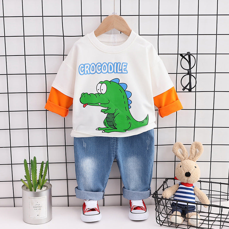 Dinosaur Long Sleeve Baby Sweatshirt – Cotton Toddler Pullover