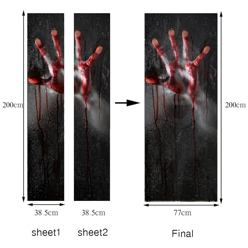 Halloween Ghost Hand Door Stickers – Scary Removable Wall and Window Decorations