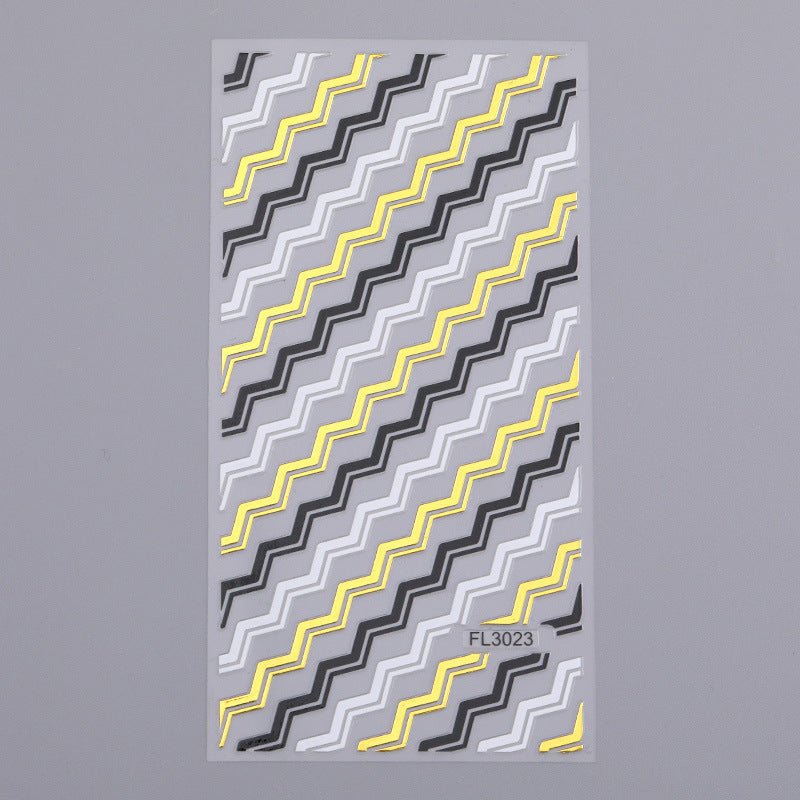 Nail Art 3d Hot Stamping Line Sticker Stripe Wave Adhesive Sticker