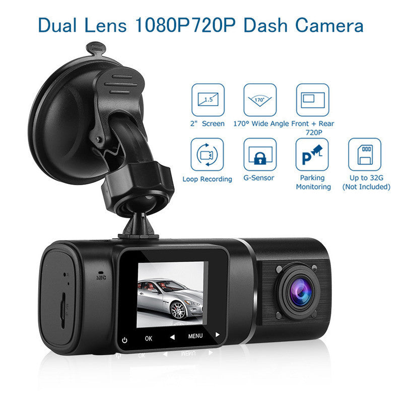 Dual Lens Car Dash Cam – Conjoined Full HD 1080P Car Recorder