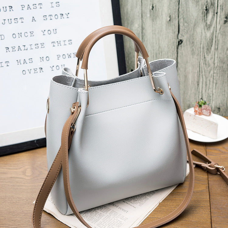 Women Handbag Large Capacity Casual Tote Bag Lady Messenger Shoulder Bag Solid Color Bucket Bag