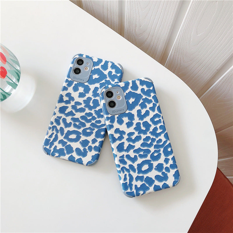 Compatible with Apple , Blue leopard case