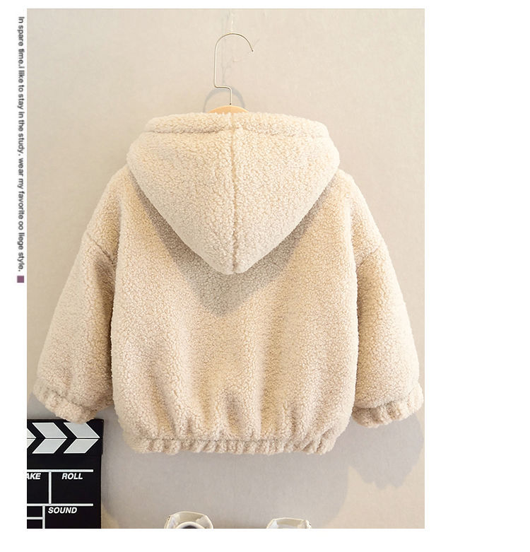 Kids Hooded Fleece Cashmere Jacket With Relaxed Fit