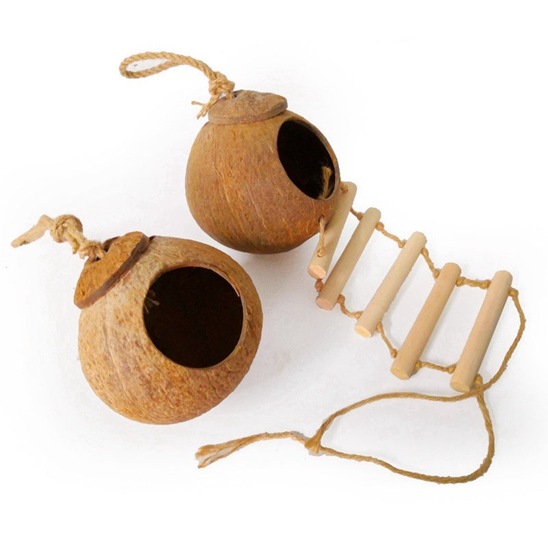 Natural Coconut Shell Bird Nest for Small Birds and Parrots