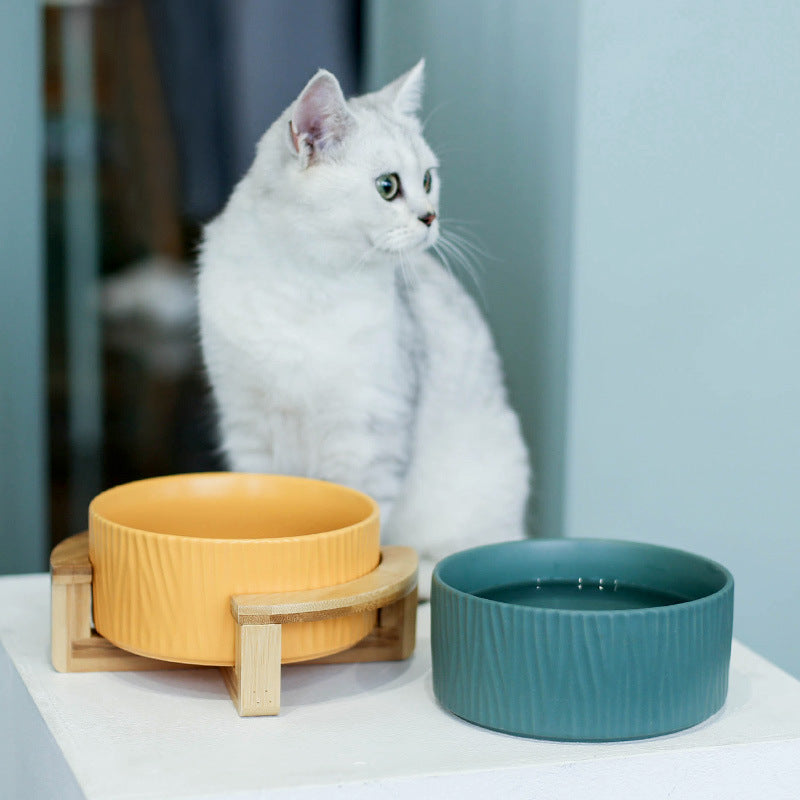 Dual-Purpose Ceramic Cat Bowl – Food & Water Dish for Pets
