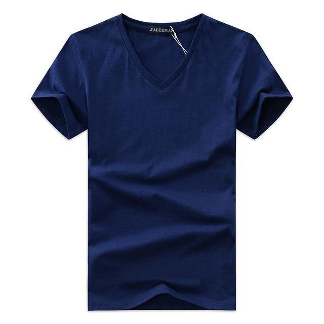 Men's V Neck Cotton Short Sleeve T Shirt Regular Fit