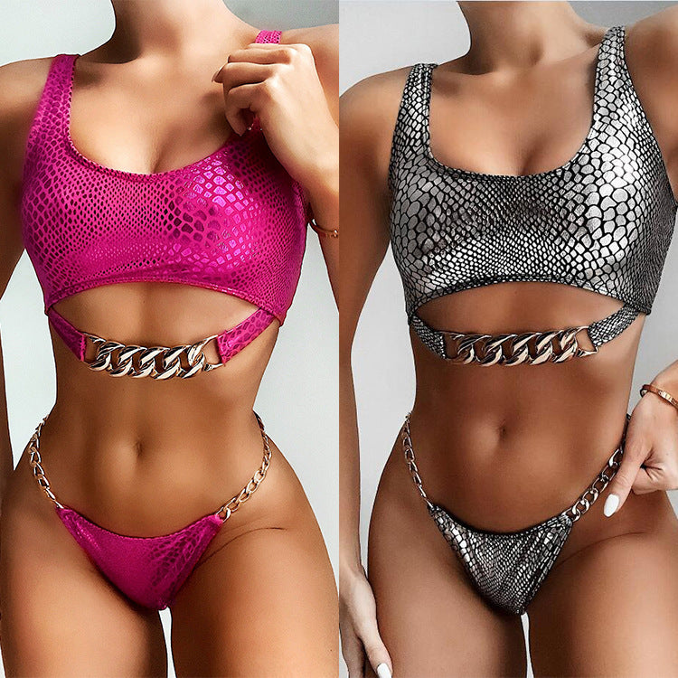 Women’s Snake Print Bikini Set – Beach Swimwear