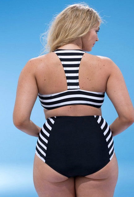 Women’s Striped Split Bikini Set – Beach Swimwear