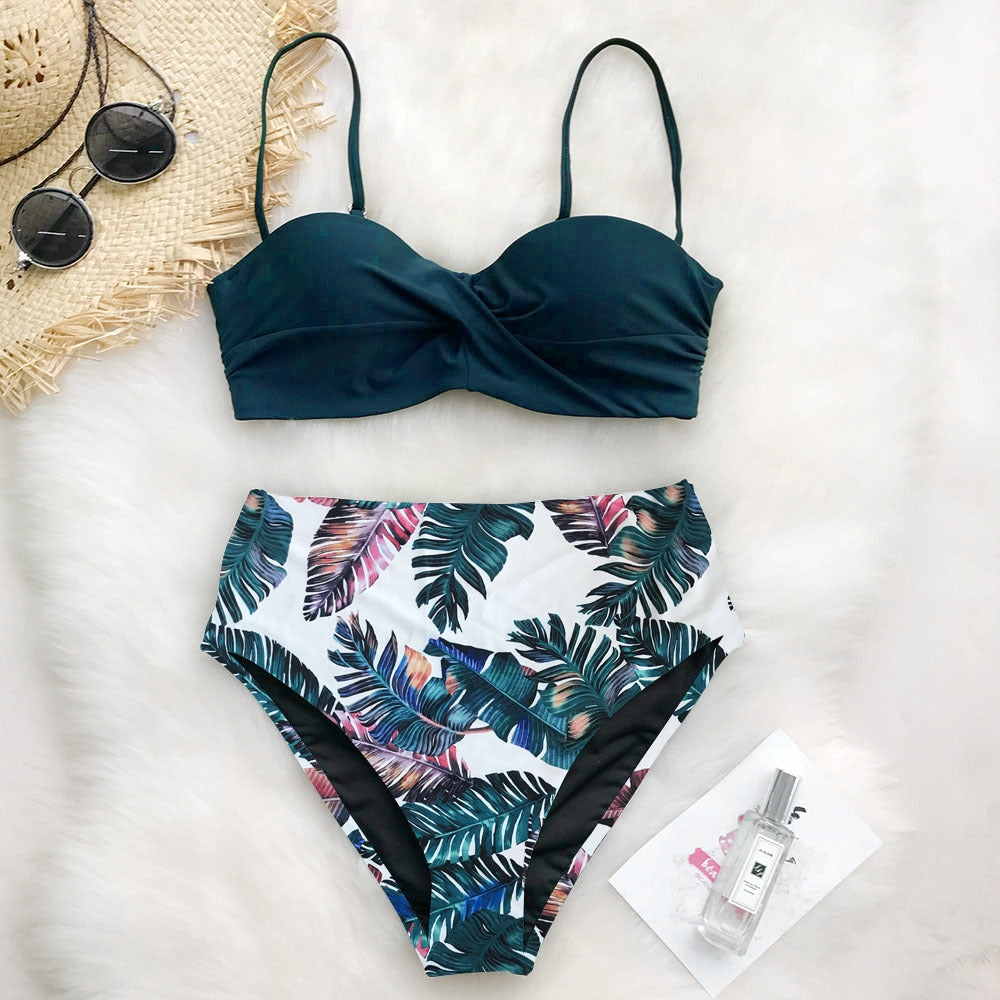 Women’s Tropical Print Bikini Set – Padded Two Piece Swimwear