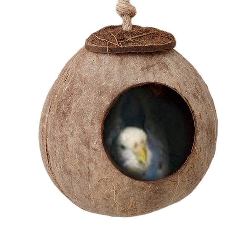 Natural Coconut Shell Bird Nest for Small Birds and Parrots