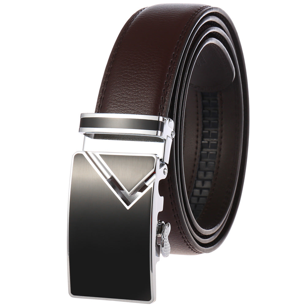 Men’s Cowhide Belt – Retro Automatic Buckle in Multiple Colors