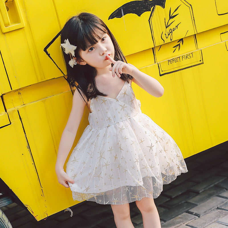 Girls Princess Dress With Star Suspenders