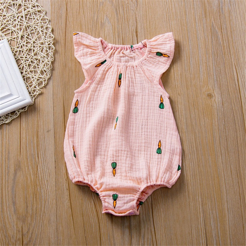 Casual Cotton Baby Romper – Short Sleeve One-Piece Outfit for Girls