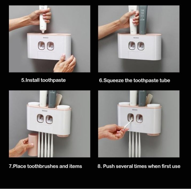 Toothpaste & Toothbrush Holder with Storage Box – Bathroom Organizer