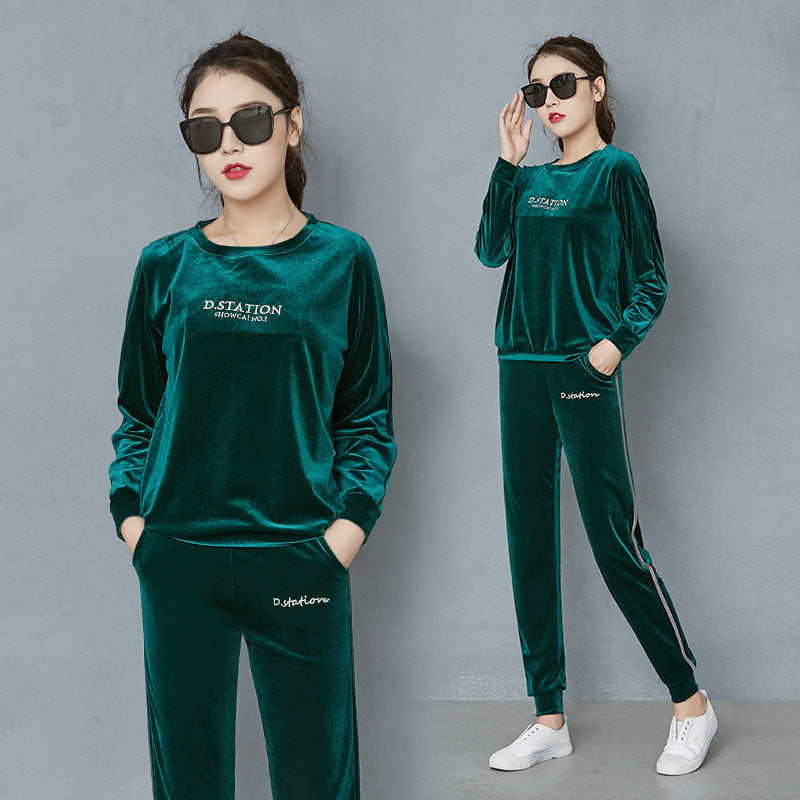 Spring And Autumn Gold Velvet Long Sleeve Loose Sports Jacket