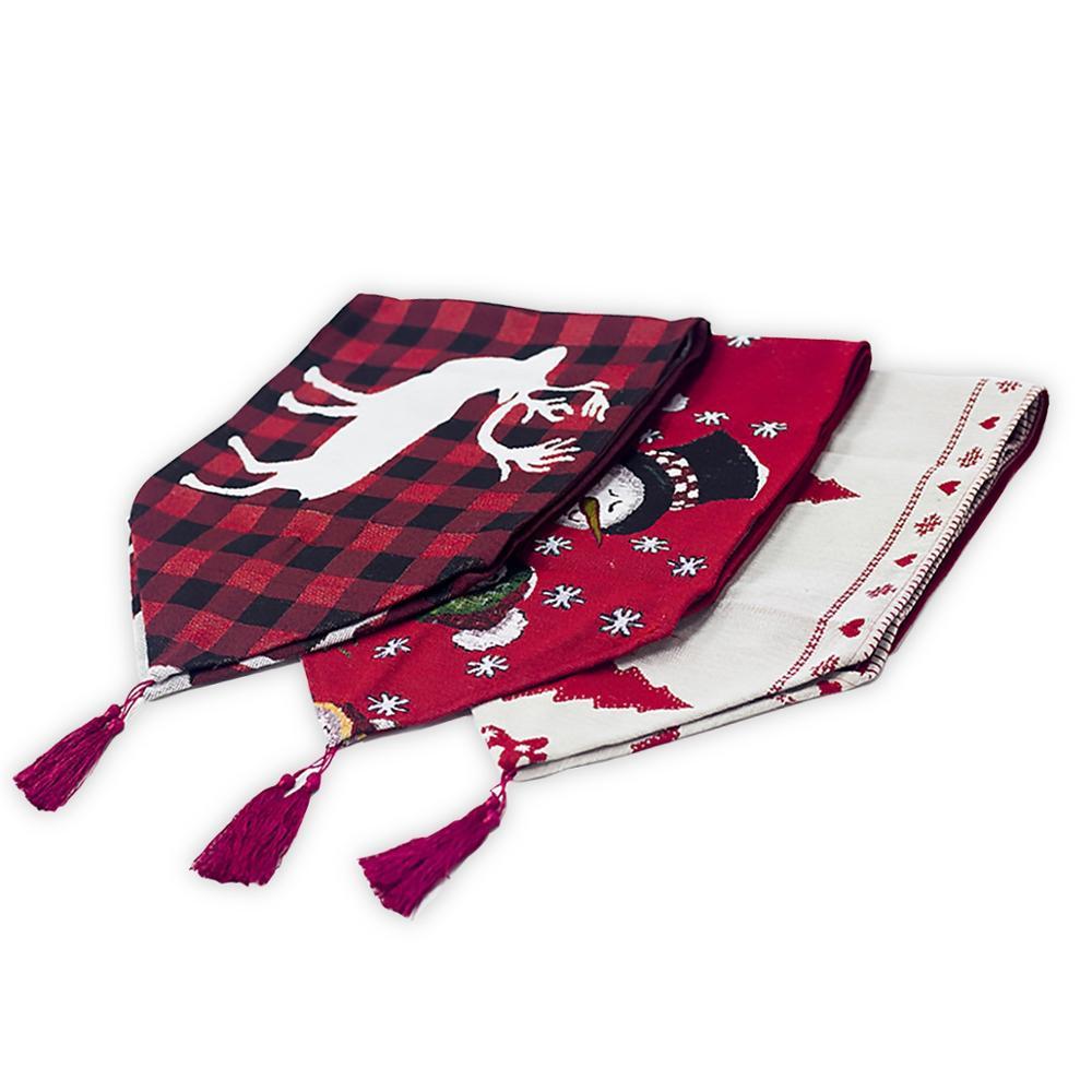 Christmas Electric Embroidered Knitted Cloth Table Runner