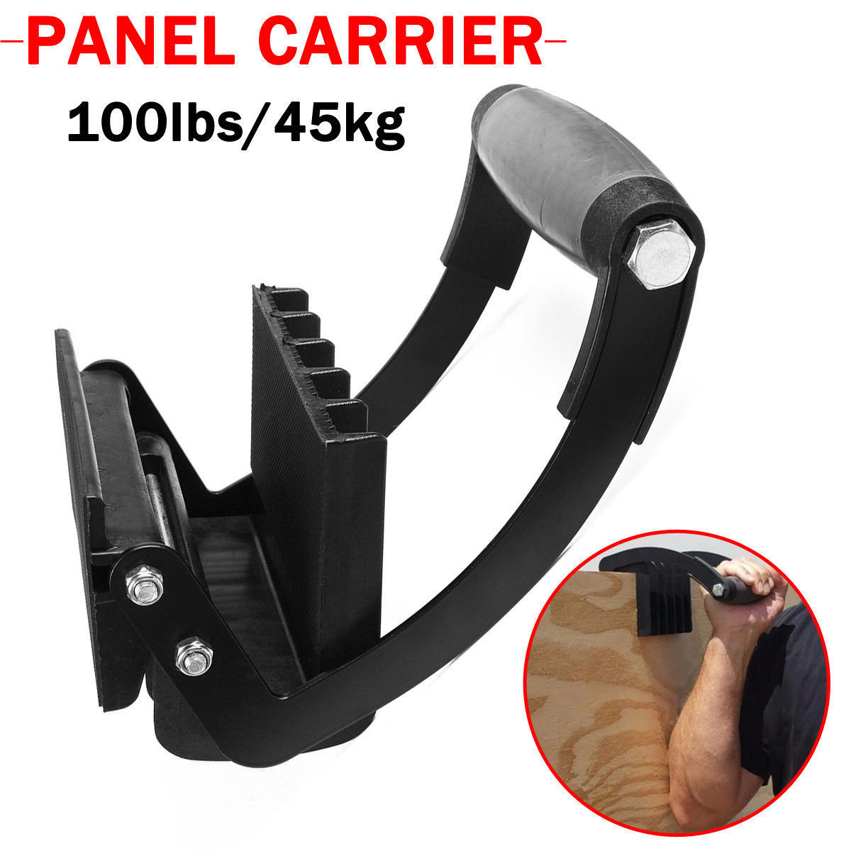 Portable Metal and Wood Panel Quick-Clip Handle with Iron and Plastic Construction