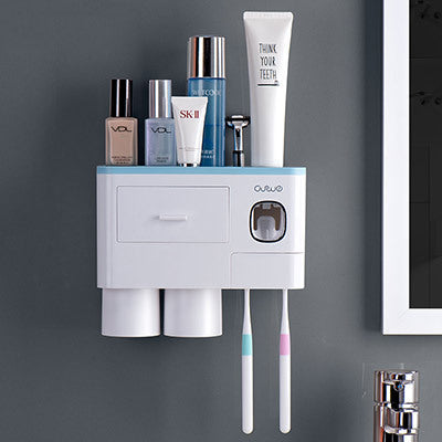 Safe PP Plastic Magnetic Toothbrush Holder With Drawer