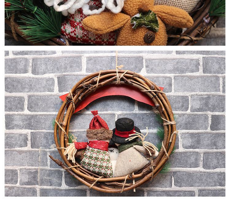 Wreath Christmas Vine Circle Pendant  Door Hanger