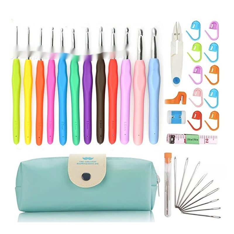 Crochet Needle Beard Pack – Colorful TPR Soft Handle Crochet Hook Set