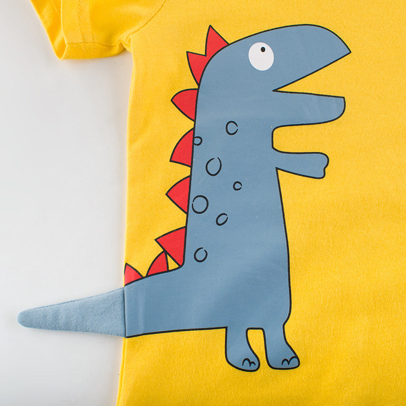 Kids Short Sleeve Cotton Dinosaur Graphic Tee Regular Fit