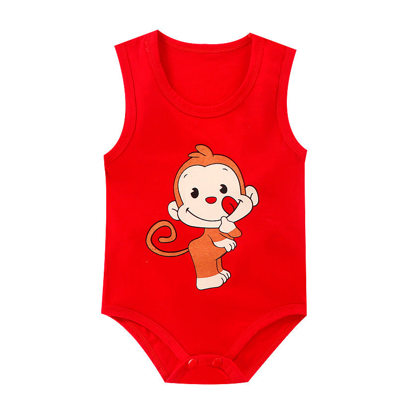 Triangle Sleeveless Baby Bodysuit – Cotton Infant Climbing Romper