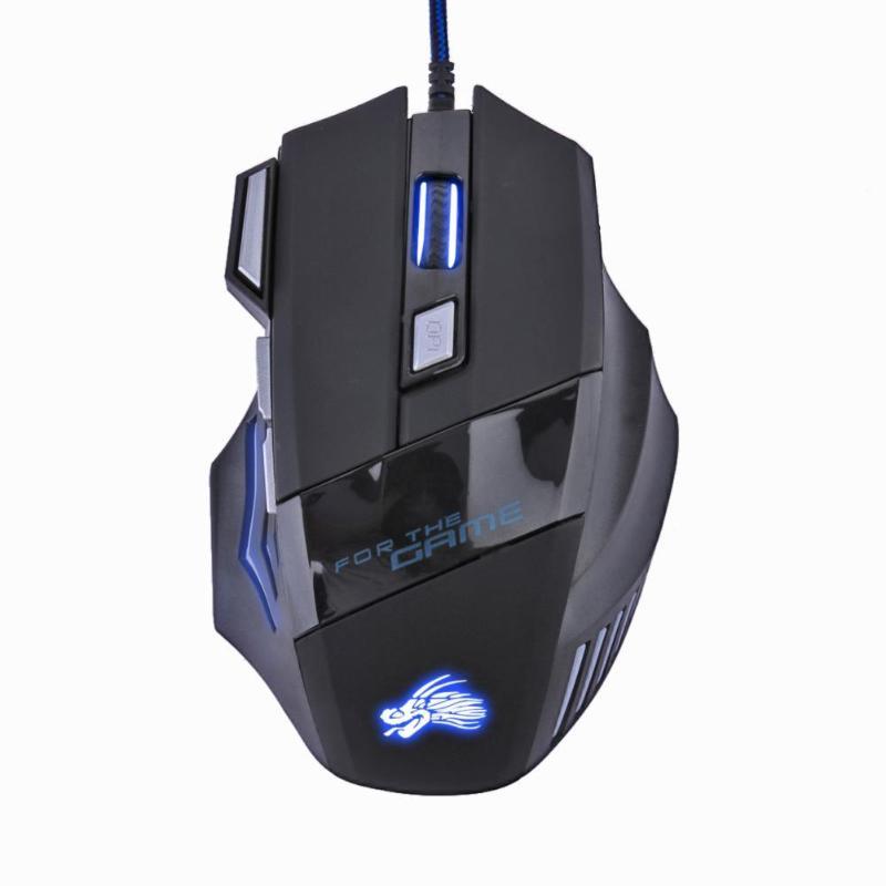 Wired Gaming Mouse – 5500 DPI, 7 Buttons, 7-Color LED Backlit USB Optical for PC & Laptop