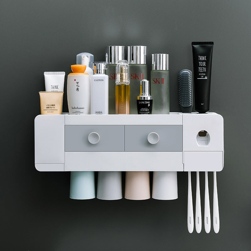 Wall-Mounted Magnetic Toothbrush Holder with Automatic Toothpaste Dispenser