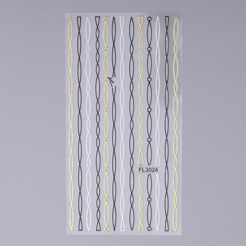 Nail Art 3d Hot Stamping Line Sticker Stripe Wave Adhesive Sticker
