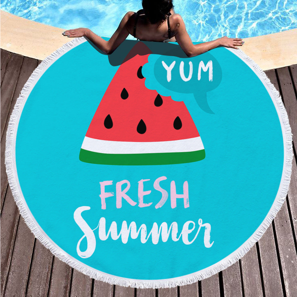 Round Microfiber Polyester Beach Towel With Tassel Lace