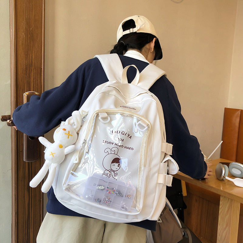 Women's Transparent Nylon Backpack Solid Color Travel Bag