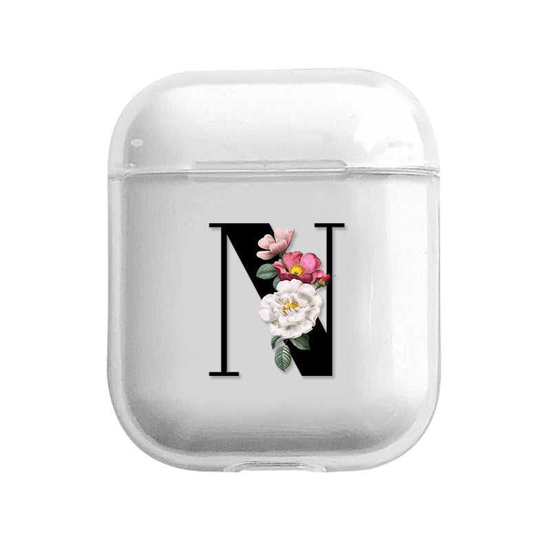 Compatible with Apple, English Alphabet Earphone Protective Cover PC Hard Shell Cute Transparent