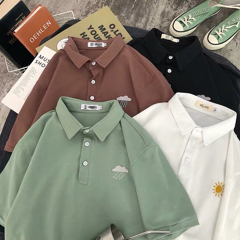 Women's Loose Short Sleeve Summer Polo Shirt T-shirt