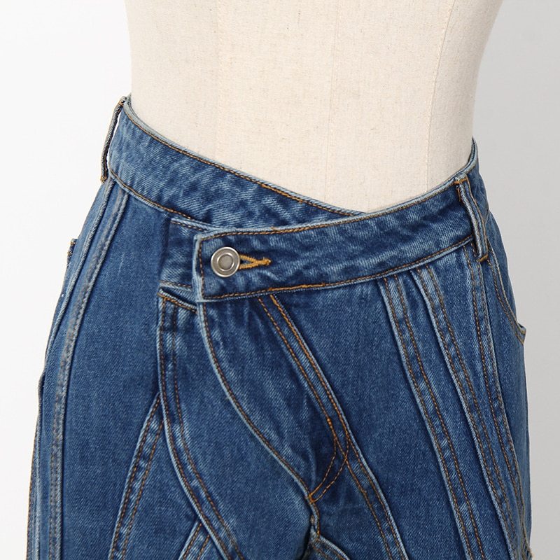 Women's Spring Jeans – Irregular Stripe Stitching Slim Bell Bottoms