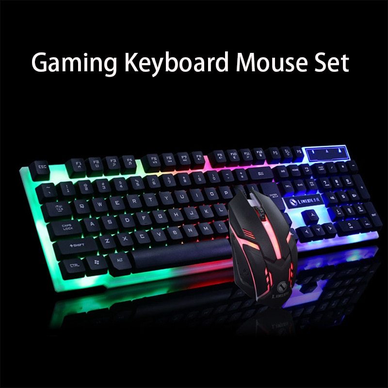 GTX300 RGB Gaming Keyboard & Mouse Combo – Backlit “Glowing” Set, Adjustable DPI (USB Wired)