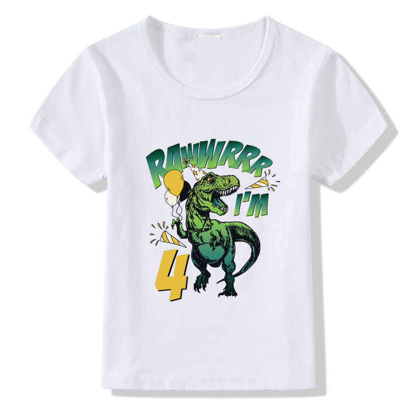 Kids Casual Polyester Regular Fit Birthday Number Tee