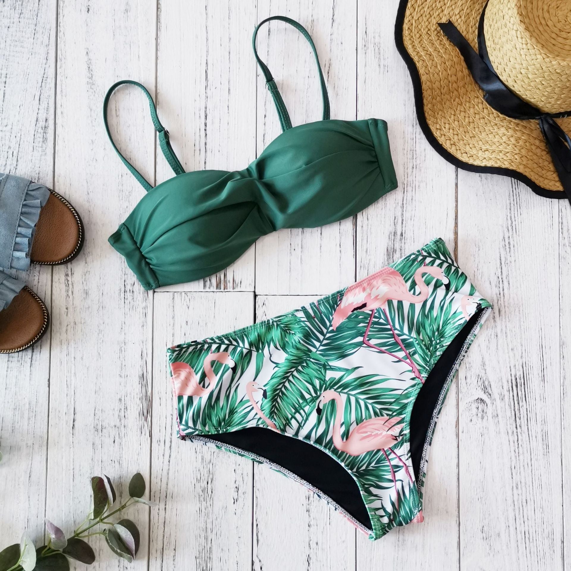 Women’s Tropical Print Bikini Set – Padded Two Piece Swimwear