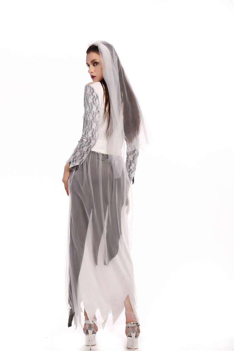 Halloween Zombie Bride Costume – Scary Undead Wedding Dress for Women’s Cosplay and Parties