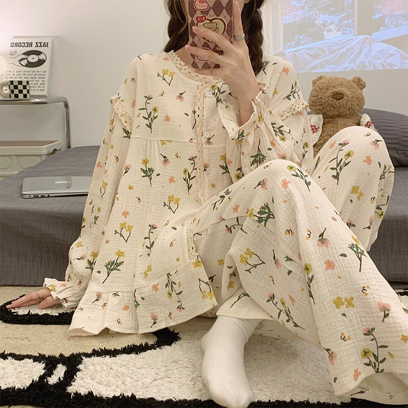 Pajama Sets Women Print Student Breathable Casual