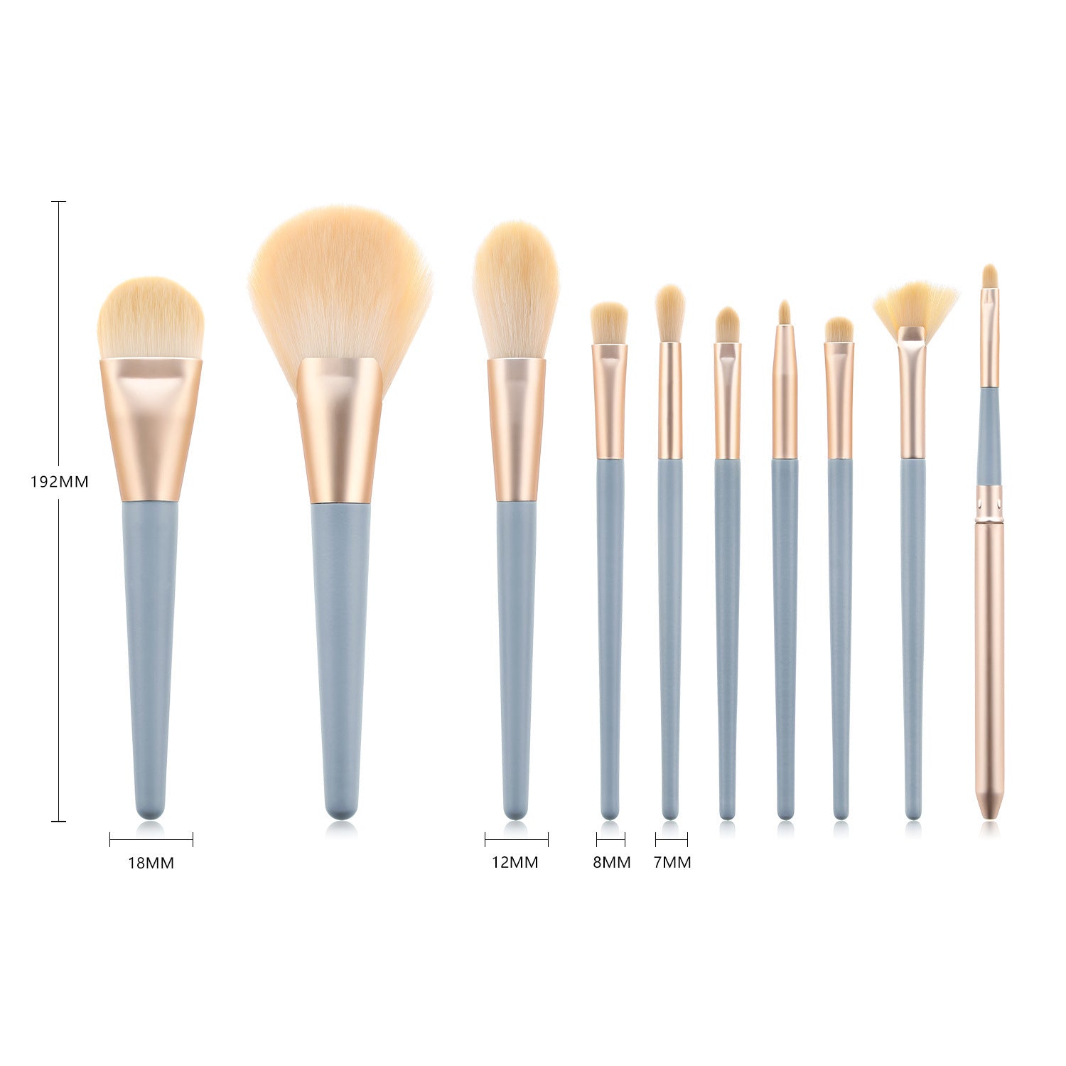 10-Piece Professional Makeup Brush Set with Wooden Handles & Nylon Bristles