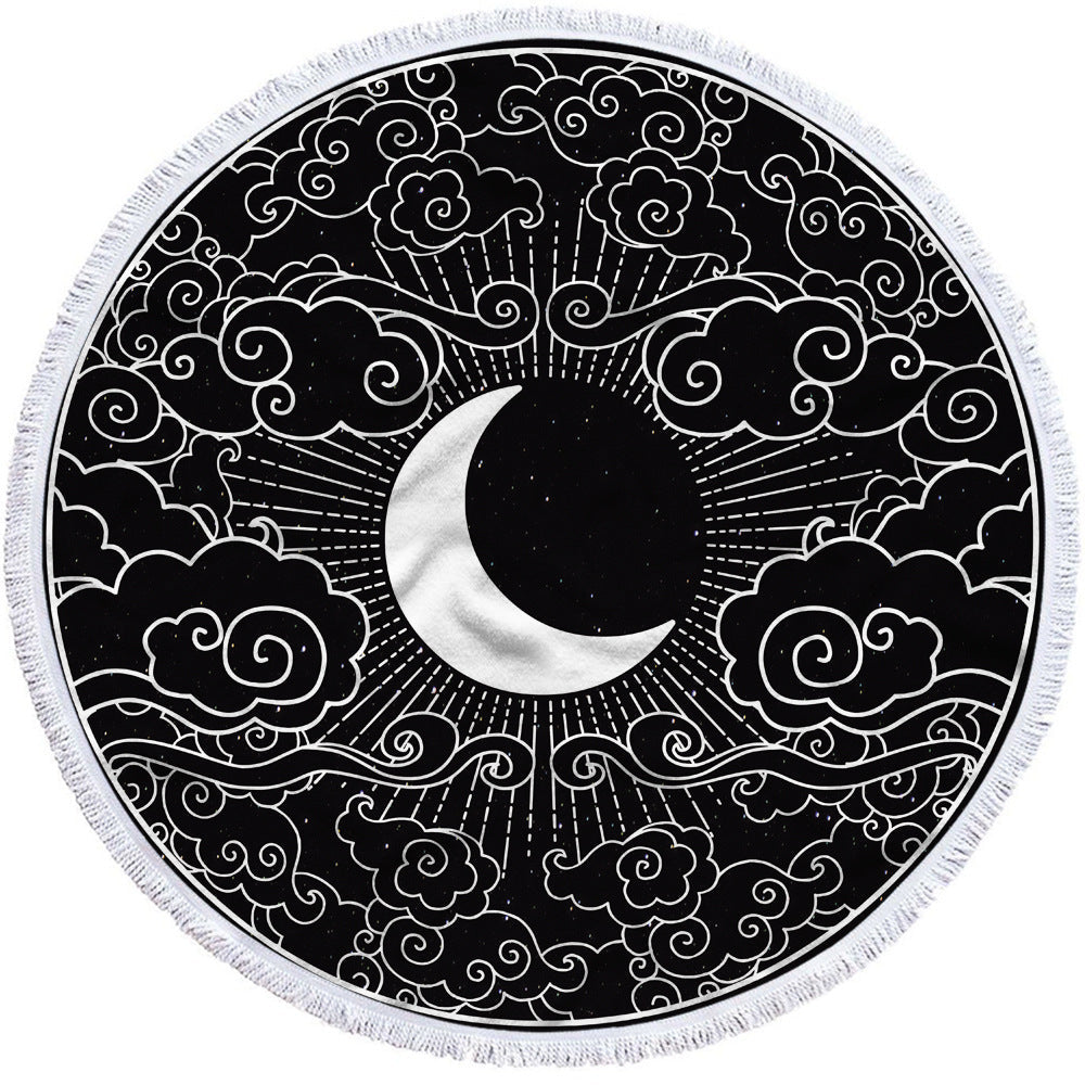 Round Printed Polyester Bath Towel 100 Percent Absorbent