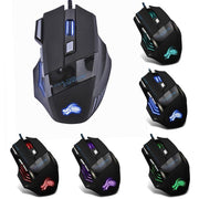 Wired Gaming Mouse – 5500 DPI, 7 Buttons, 7-Color LED Backlit USB Optical for PC & Laptop