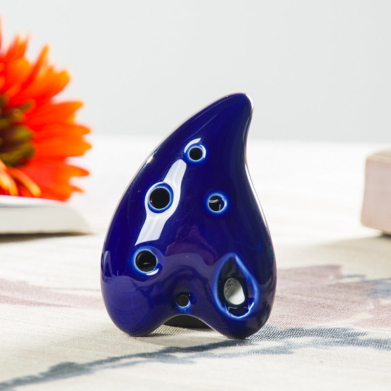 Color Glaze Heart-Shaped Porcelain Flute