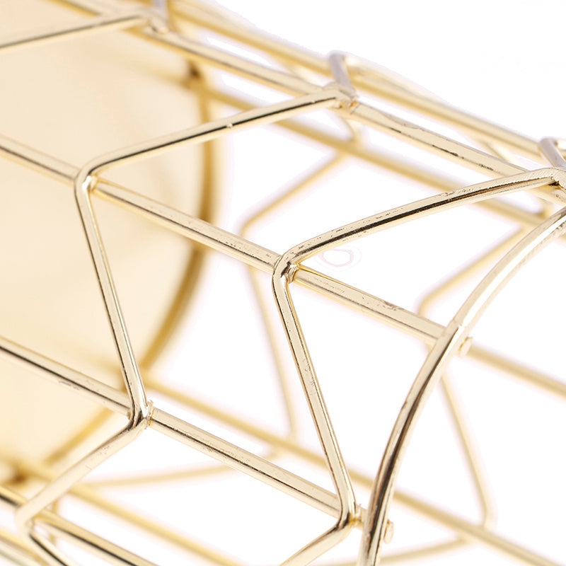 Rose Gold Plated Metal Pen Holder Desk Organizer For Office