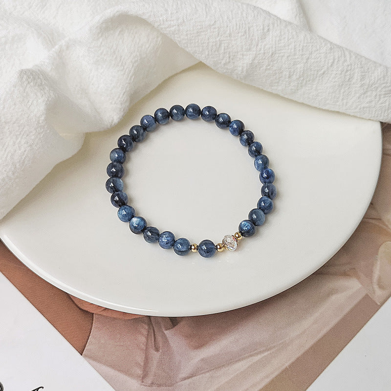 Natural Crystal Women's 14K Gilded Accessories Aquamarine Bracelet